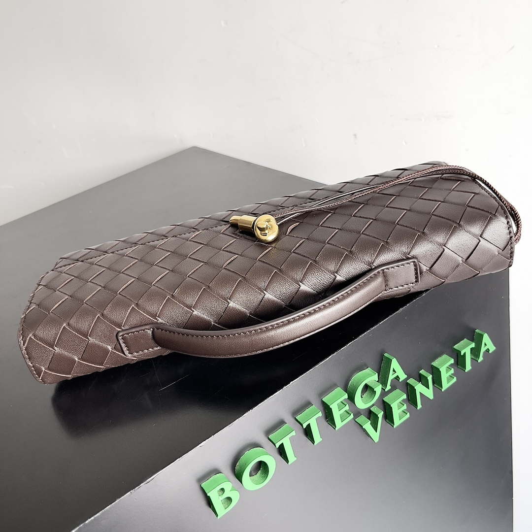 Bottega Veneta BV 741511 Long Clutch Andiamo With Handle Emerald Dark Brown - Default Title - View 4