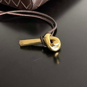 Bottega Veneta BV 741511 Long Clutch Andiamo With Handle Emerald Dark Brown - Default Title - View 5