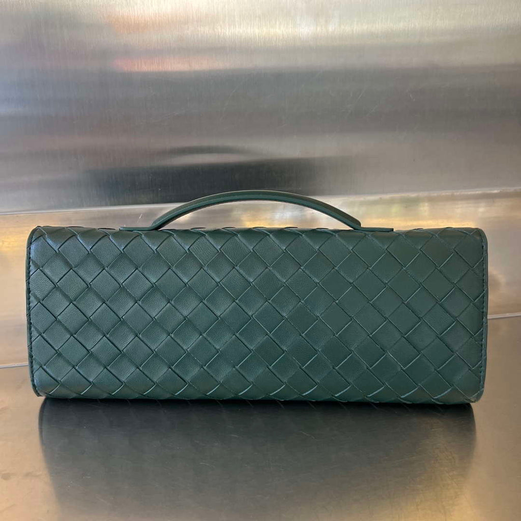 Bottega Veneta BV 741511 Long Clutch Andiamo With Handle Emerald Dark Green