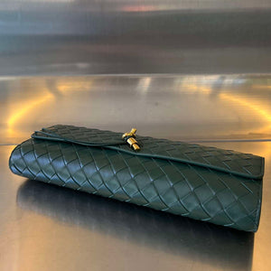 Bottega Veneta BV 741511 Long Clutch Andiamo With Handle Emerald Dark Green - Default Title - View 4