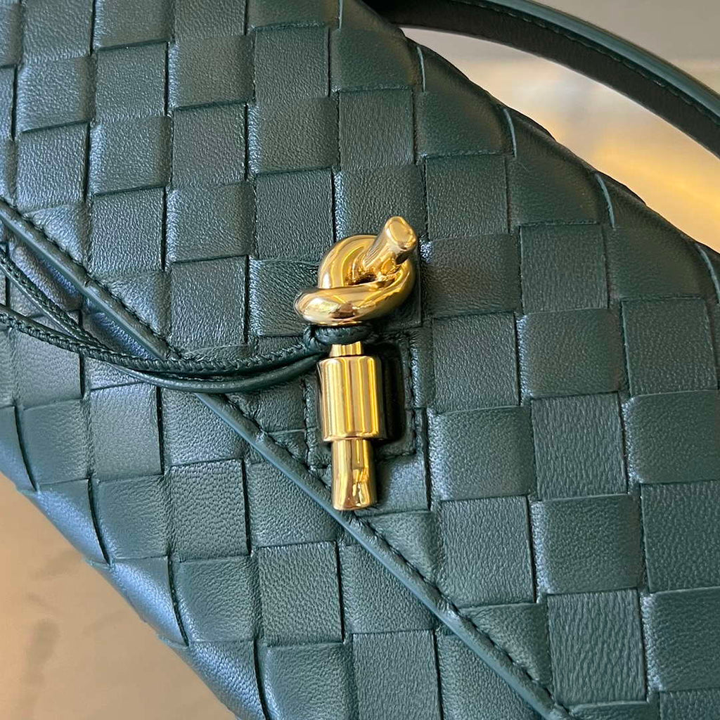 Bottega Veneta BV 741511 Long Clutch Andiamo With Handle Emerald Dark Green