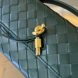 Bottega Veneta BV 741511 Long Clutch Andiamo With Handle Emerald Dark Green - Default Title - View 5