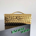 Bottega Veneta BV 741511 Long Clutch Andiamo With Handle Emerald Gold - Default Title - View 1