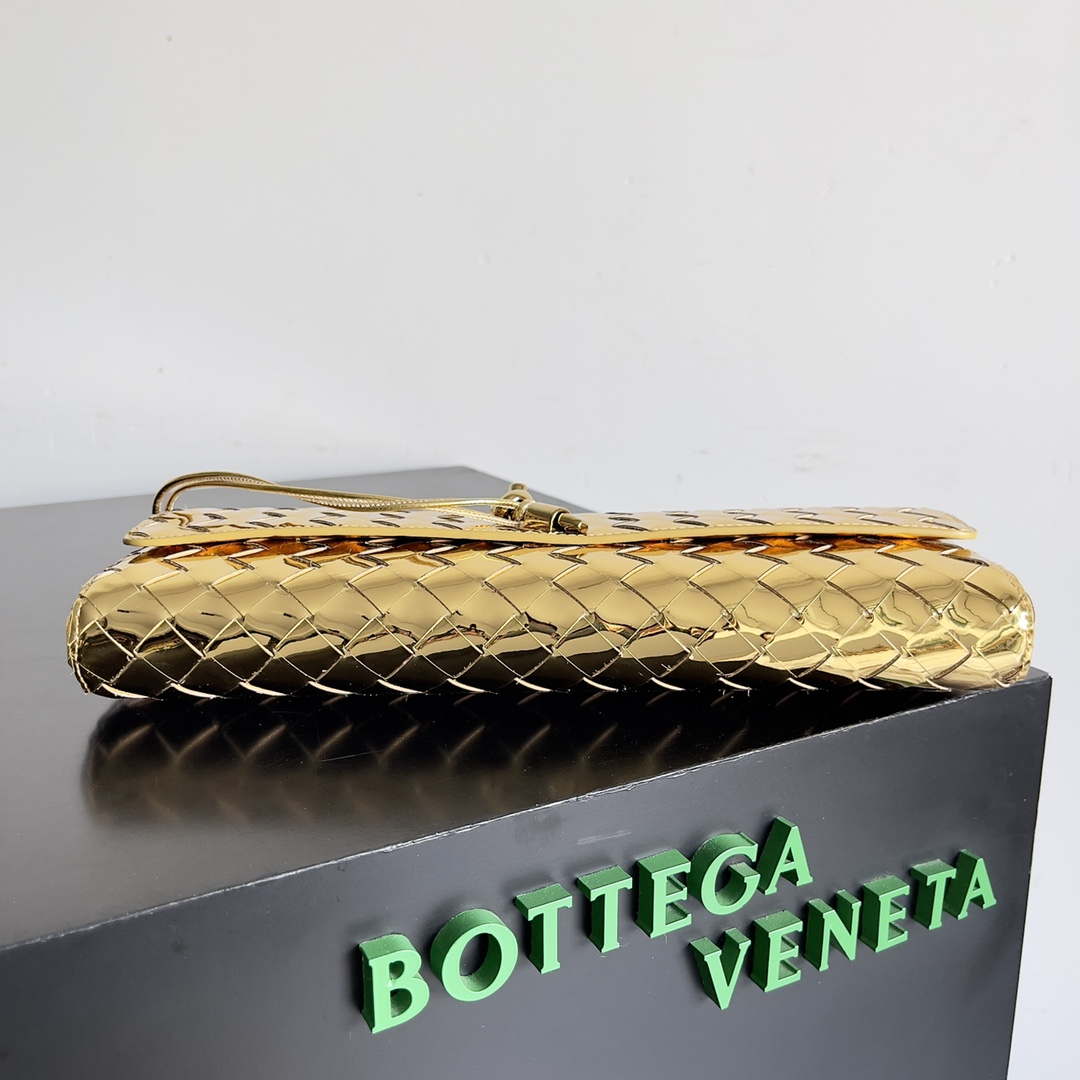 Bottega Veneta BV 741511 Long Clutch Andiamo With Handle Emerald Gold - Default Title - View 3