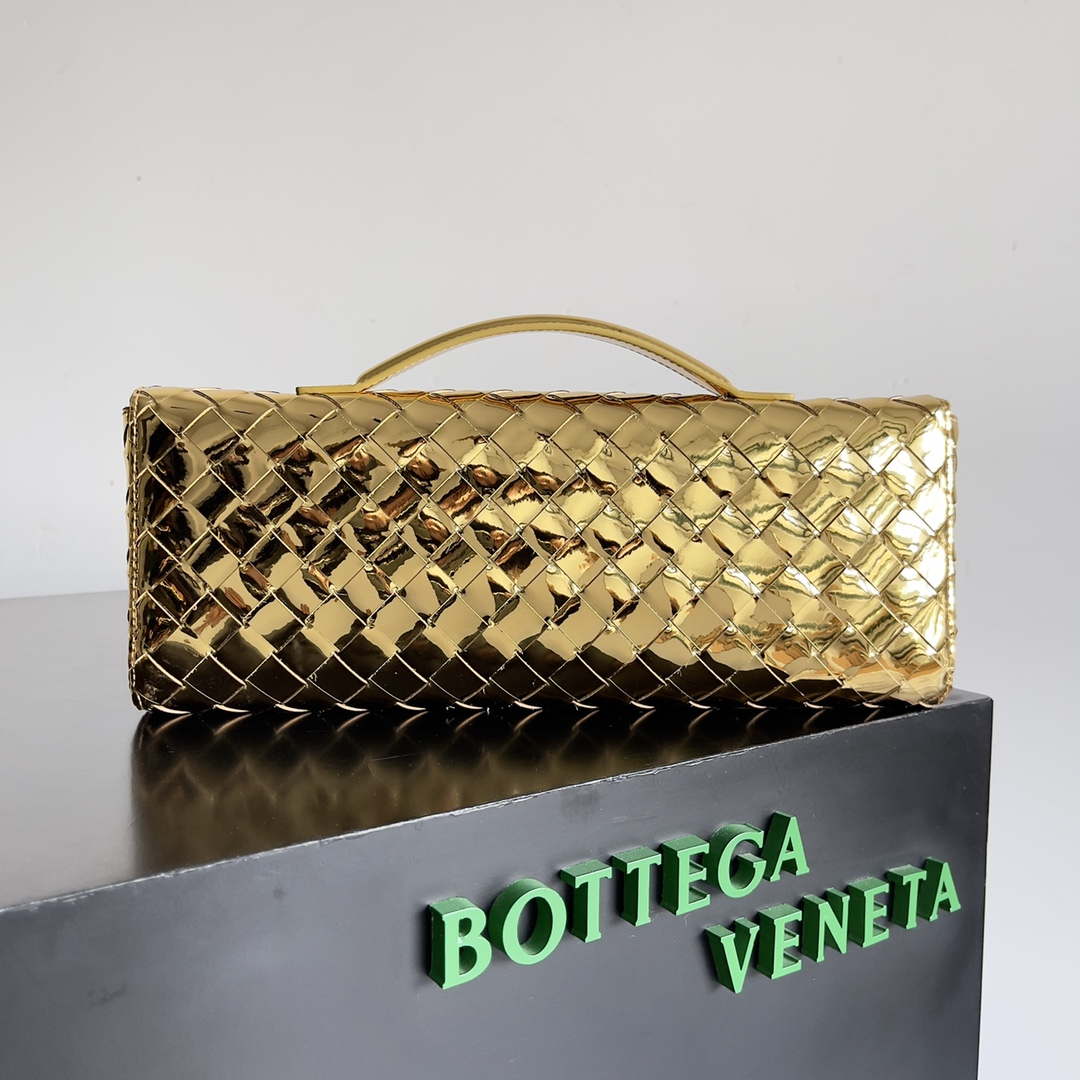 Bottega Veneta BV 741511 Long Clutch Andiamo With Handle Emerald Gold - Default Title - View 6