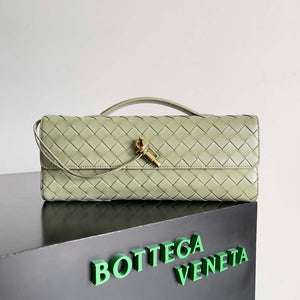 Bottega Veneta BV 741511 Long Clutch Andiamo With Handle Emerald Green - Default Title - View 1