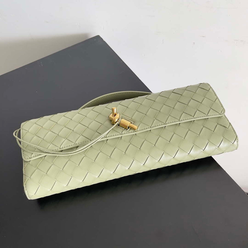 Bottega Veneta BV 741511 Long Clutch Andiamo With Handle Emerald Green