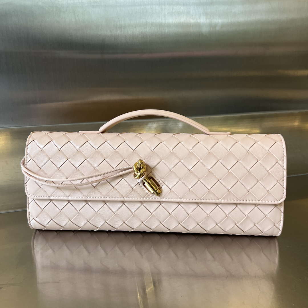 Bottega Veneta BV 741511 Long Clutch Andiamo With Handle Emerald Pink