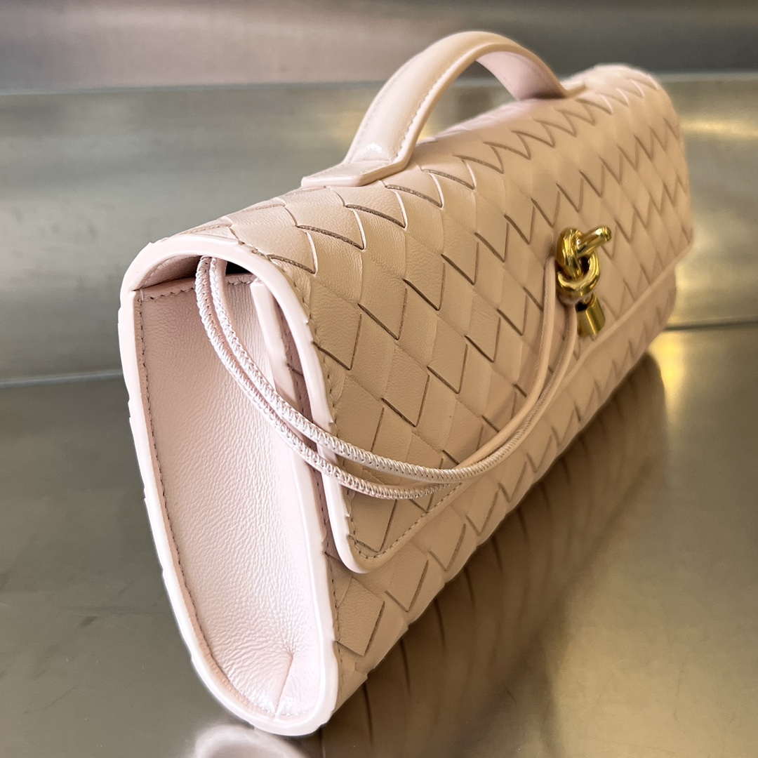 Bottega Veneta BV 741511 Long Clutch Andiamo With Handle Emerald Pink