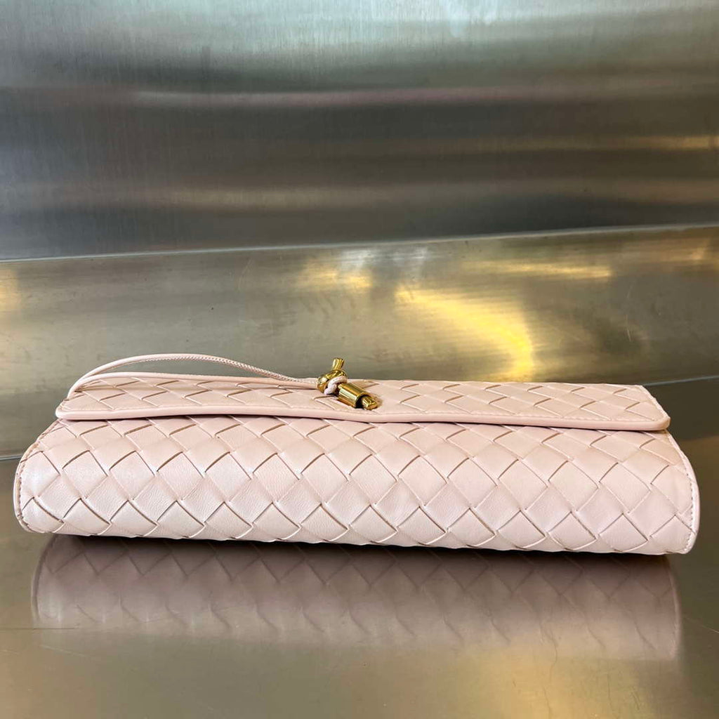 Bottega Veneta BV 741511 Long Clutch Andiamo With Handle Emerald Pink