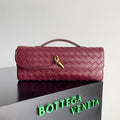 Bottega Veneta BV 741511 Long Clutch Andiamo With Handle Emerald Red - Default Title - View 1