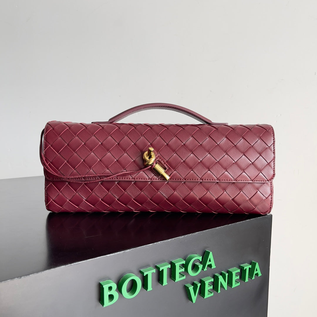 Bottega Veneta BV 741511 Long Clutch Andiamo With Handle Emerald Red - Default Title - View 1