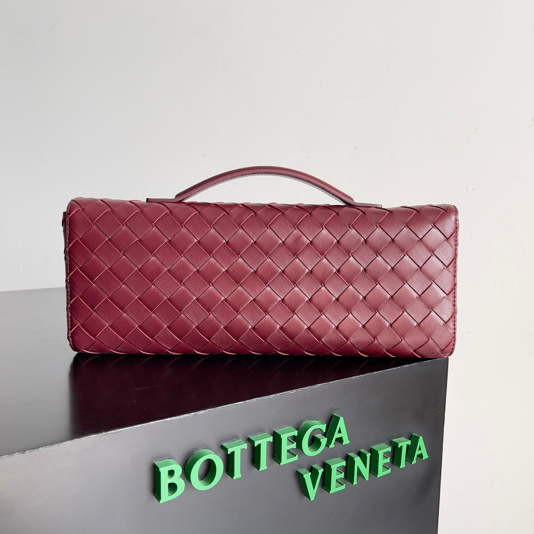 Bottega Veneta BV 741511 Long Clutch Andiamo With Handle Emerald Red - Default Title - View 2