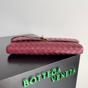 Bottega Veneta BV 741511 Long Clutch Andiamo With Handle Emerald Red - Default Title - View 4