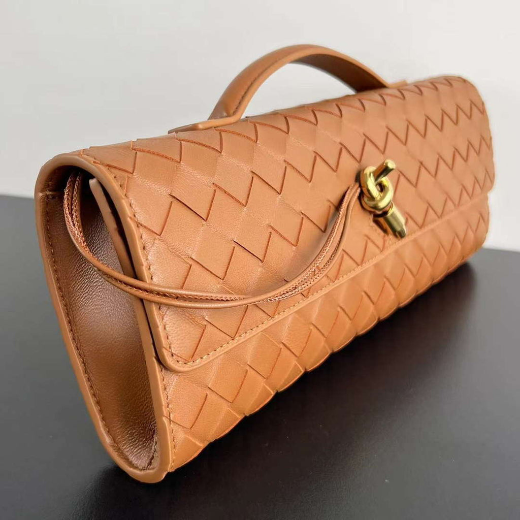 Bottega Veneta BV 741511 Long Clutch Andiamo With Handle Emerald Sand