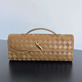 Bottega Veneta BV 741511 Long Clutch Andiamo With Handle Emerald Sand Suede