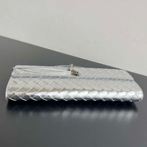 Bottega Veneta BV 741511 Long Clutch Andiamo With Handle Emerald Silver - Default Title - View 3