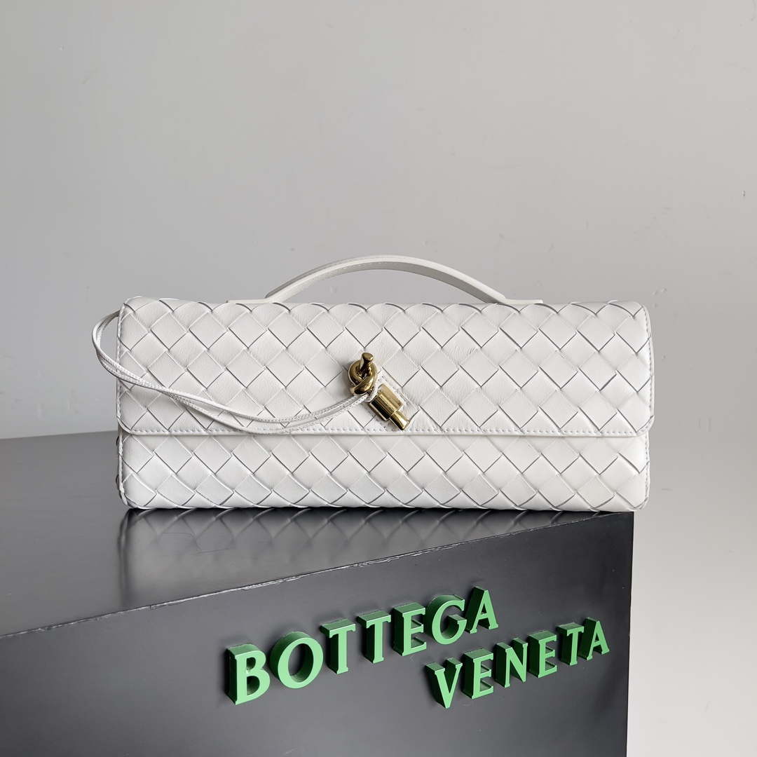 Bottega Veneta BV 741511 Long Clutch Andiamo With Handle Emerald White - Default Title - View 1