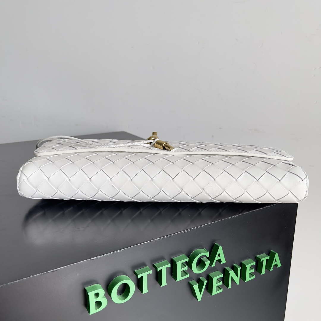 Bottega Veneta BV 741511 Long Clutch Andiamo With Handle Emerald White - Default Title - View 3