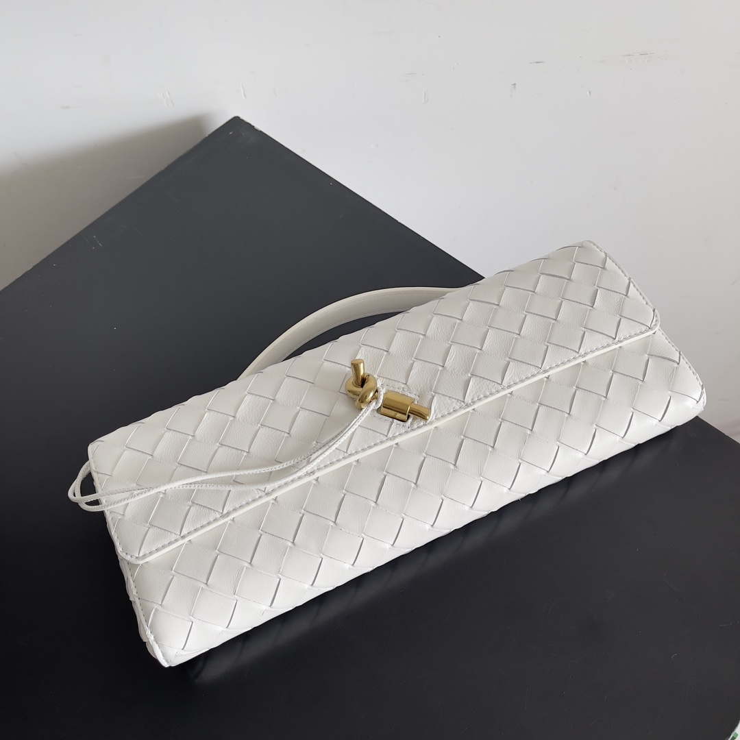 Bottega Veneta BV 741511 Long Clutch Andiamo With Handle Emerald White - Default Title - View 7