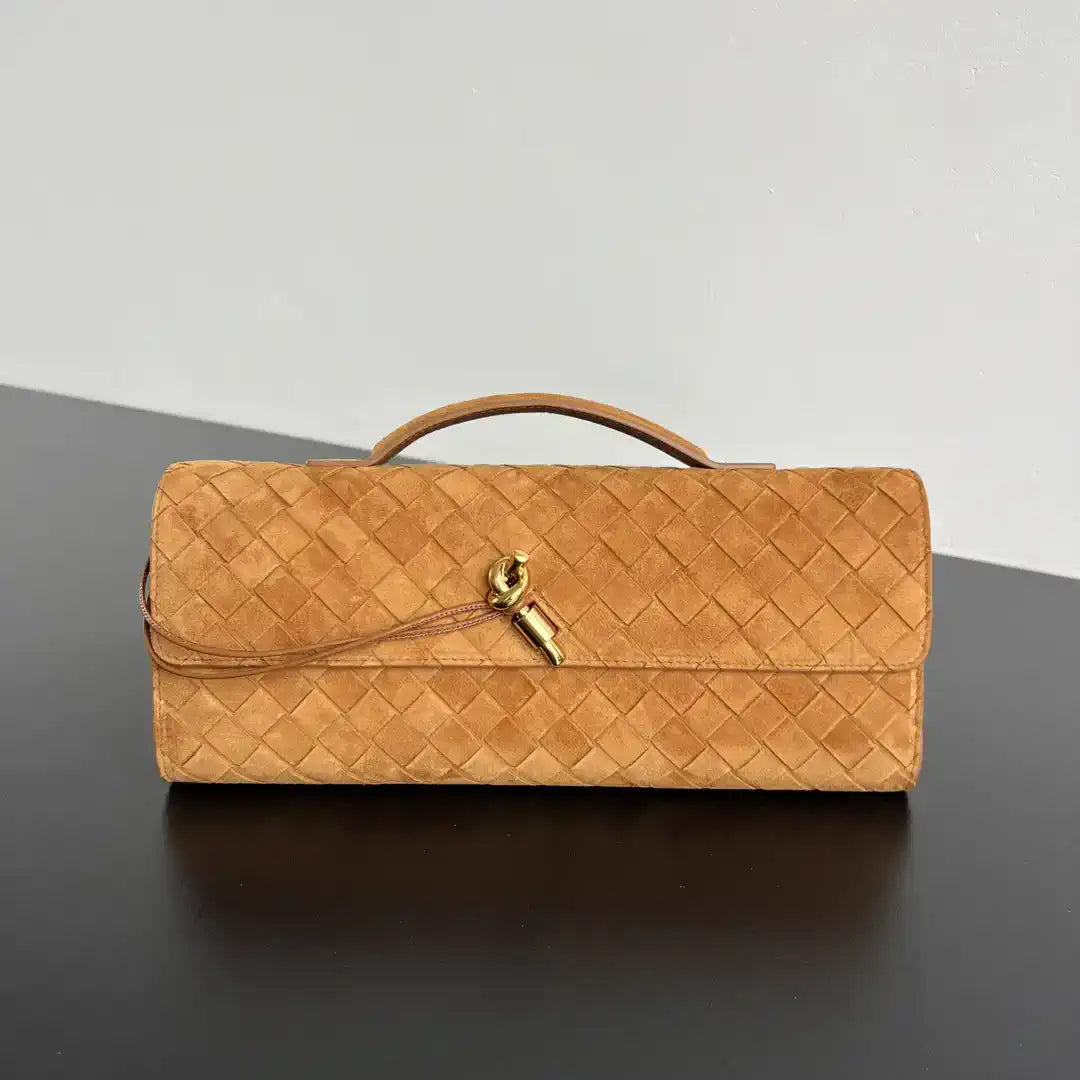 Bottega Veneta BV 741511 Suede Leather Long Clutch Andiamo With Handle Bv99014