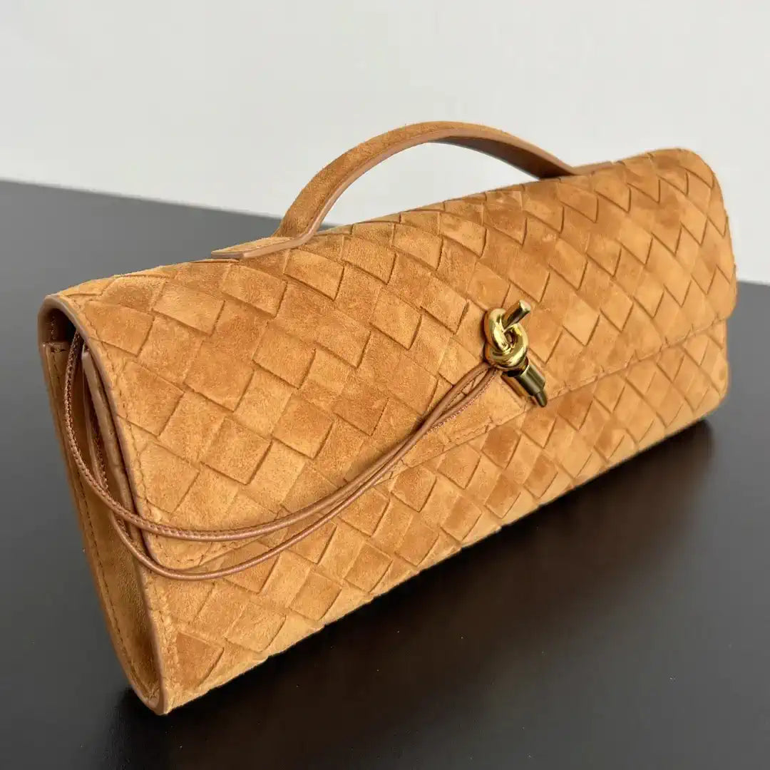 Bottega Veneta BV 741511 Suede Leather Long Clutch Andiamo With Handle Bv99014