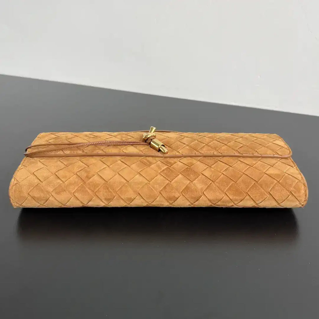 Bottega Veneta BV 741511 Suede Leather Long Clutch Andiamo With Handle Bv99014