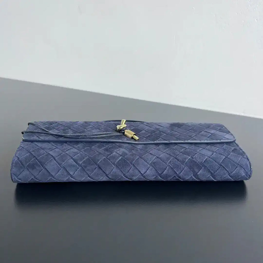 Bottega Veneta BV 741511 Suede Leather Long Clutch Andiamo With Handle Bv99015