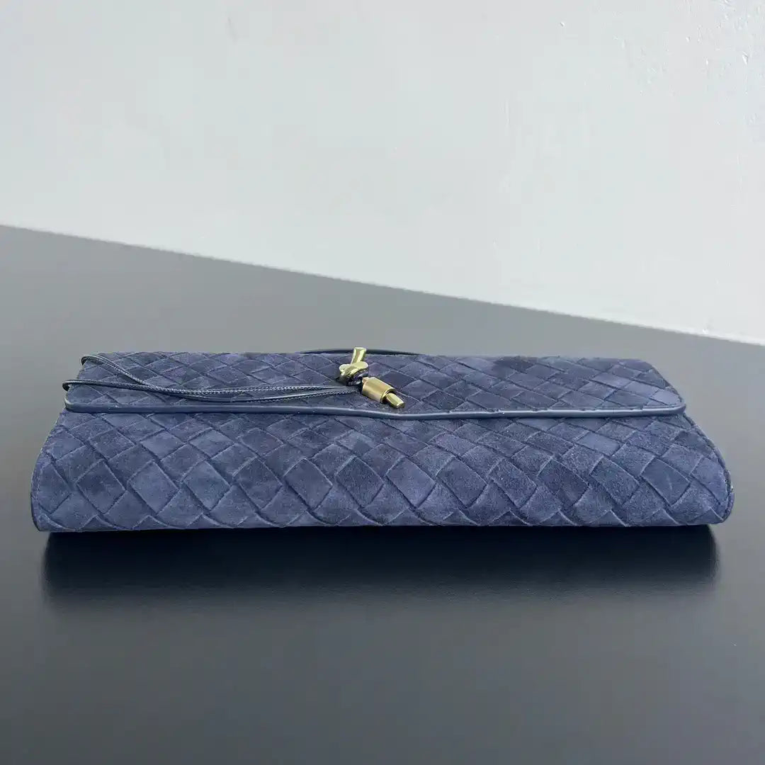 Bottega Veneta BV 741511 Suede Leather Long Clutch Andiamo With Handle Bv99015