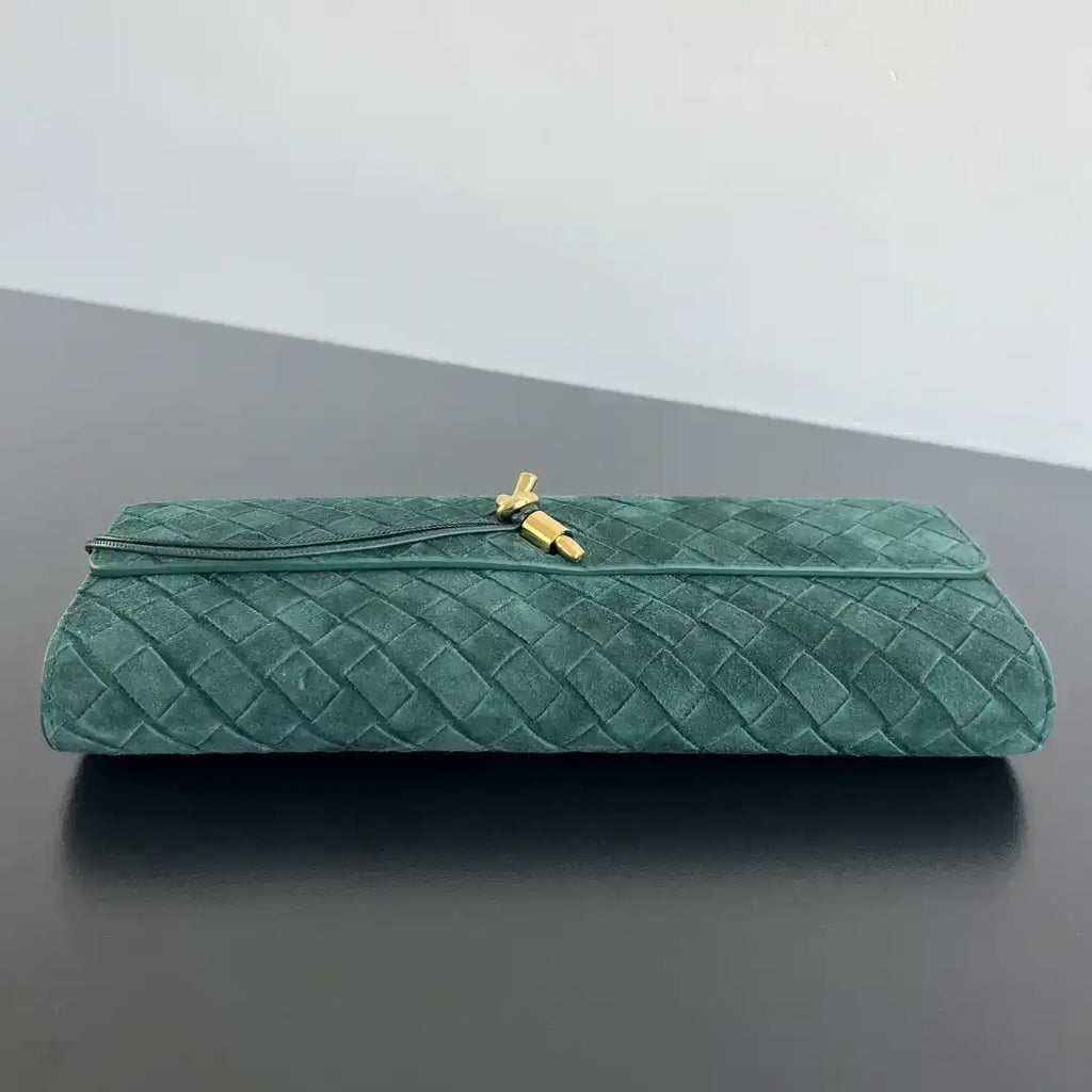 Bottega Veneta BV 741511 Suede Leather Long Clutch Andiamo With Handle Bv99018