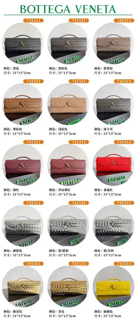 Bottega Veneta BV 741511 Suede Leather Long Clutch Andiamo With Handle Bv99016
