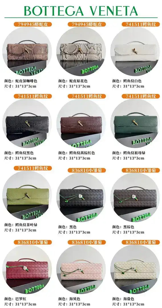 Bottega Veneta BV 741511 Suede Leather Long Clutch Andiamo With Handle Bv99016