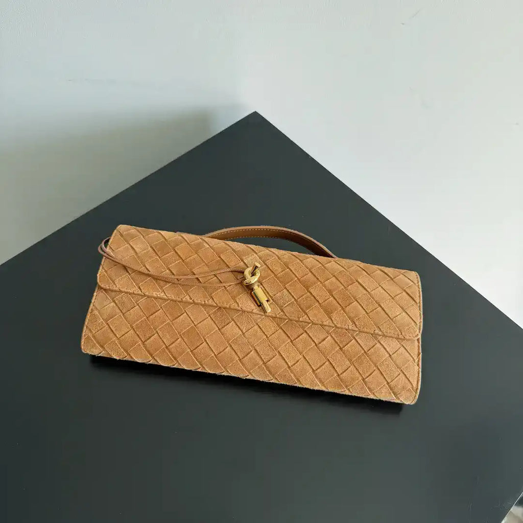 Bottega Veneta BV 741511 Suede Leather Long Clutch Andiamo With Handle Bv99017