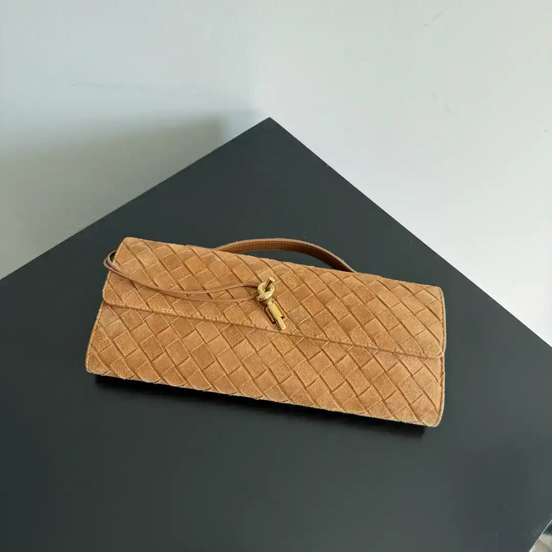 Bottega Veneta BV 741511 Suede Leather Long Clutch Andiamo With Handle Bv99017