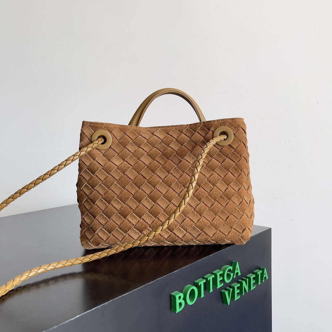 Bottega Veneta BV 743568 Small Andiamo with Suede Bag Brown - Default Title - View 1