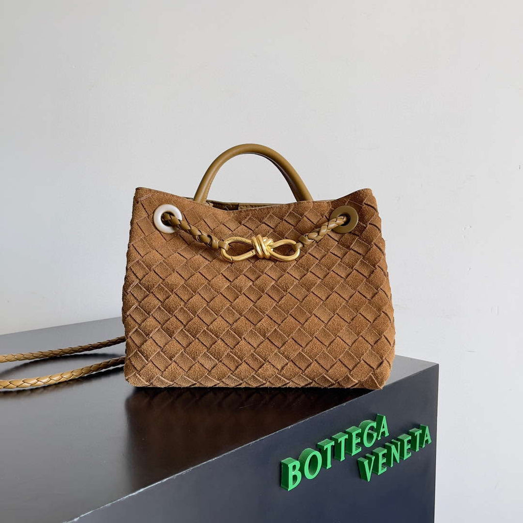 Bottega Veneta BV 743568 Small Andiamo with Suede Bag Brown