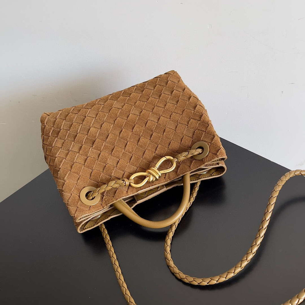Bottega Veneta BV 743568 Small Andiamo with Suede Bag Brown