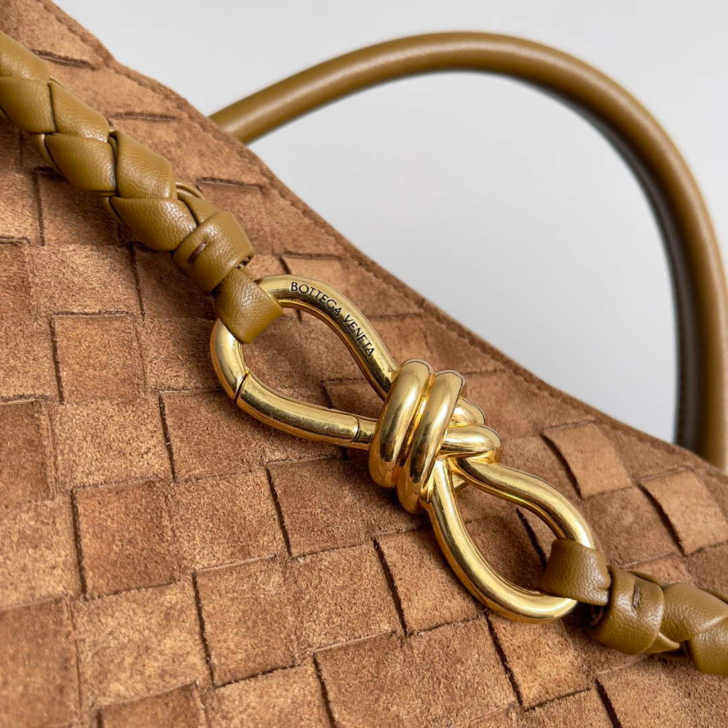 Bottega Veneta BV 743572 Medium Andiamo With Suede Brown