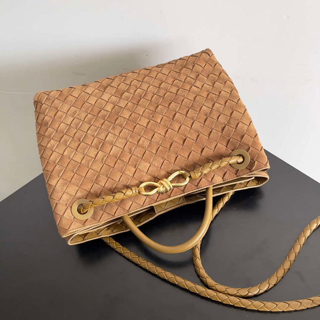 Bottega Veneta BV 743572 Medium Andiamo With Suede Brown