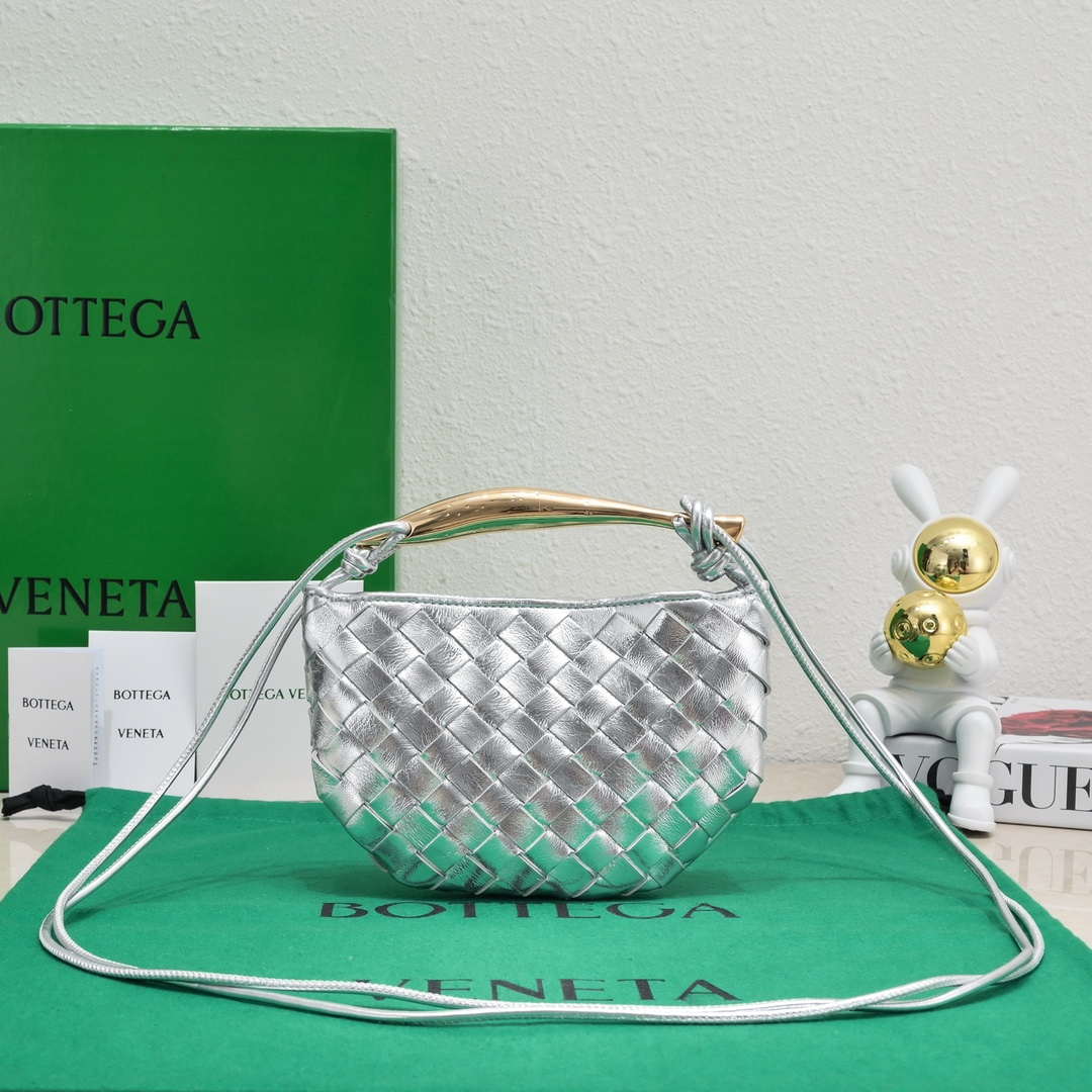 Bottega Veneta BV 744267 Mini Sardine Cross-body bag realised with Intrecciato Silver - Default Title - View 1