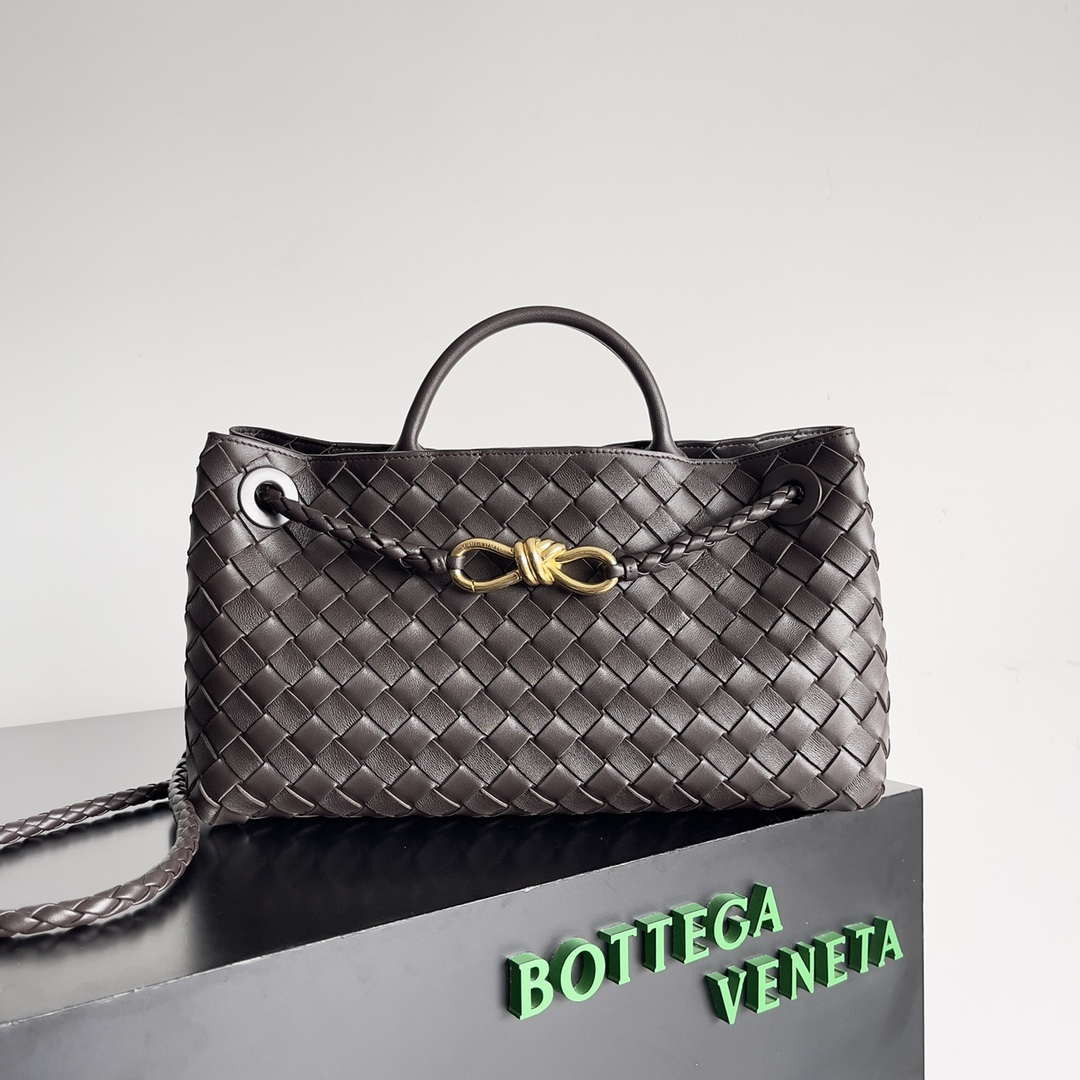 Bottega Veneta BV 754990 Small East/West Andiamo Dark Brown - Default Title - View 1