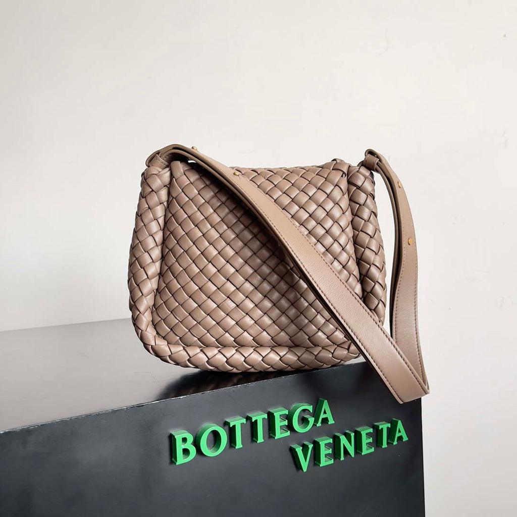 Bottega Veneta BV 762711 Mini Cobble Shoulder Bag Brown