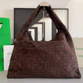Bottega Veneta BV 763970 Large Hop Fondant Bag Dark Brown Suede Leather - Default Title - View 1