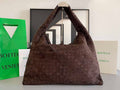 Bottega Veneta BV 763970 Large Hop Fondant Bag Dark Brown Suede Leather