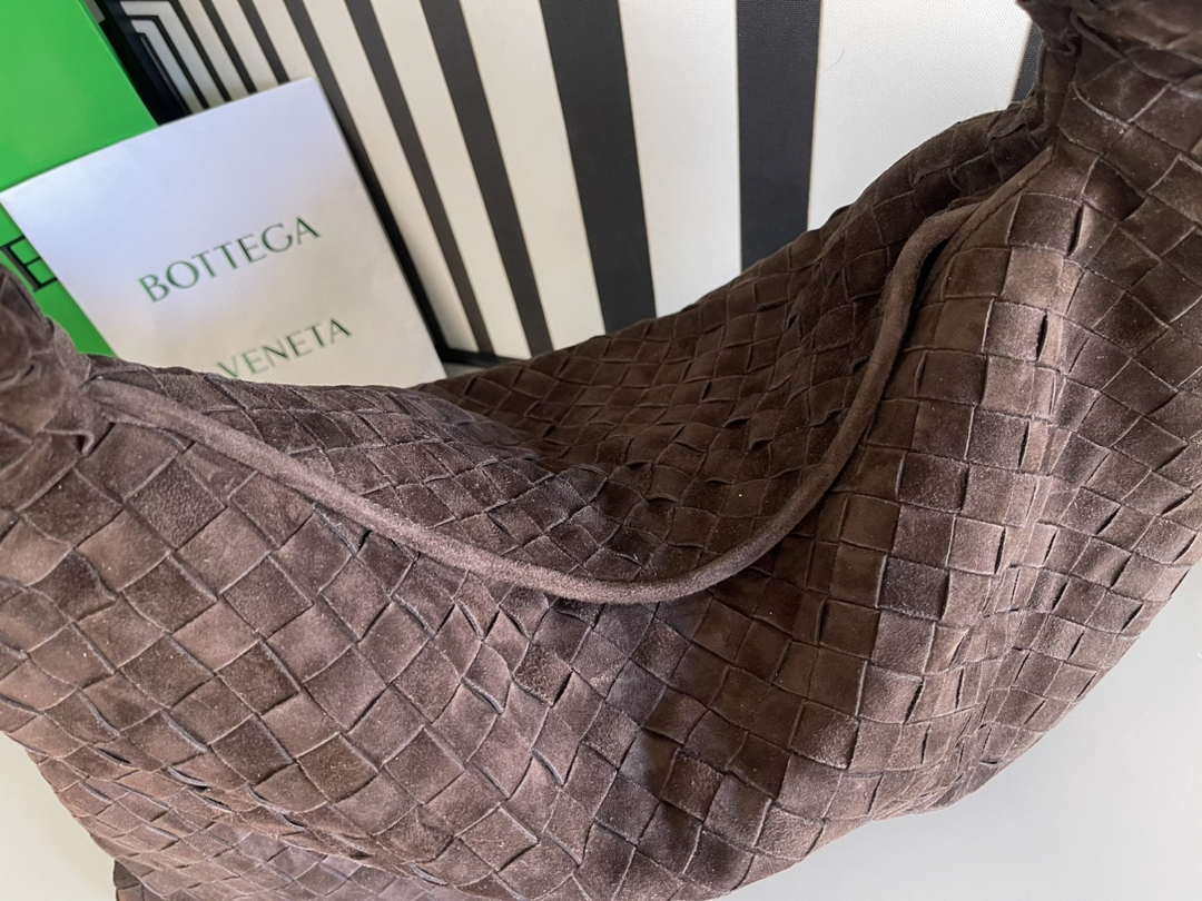 Bottega Veneta BV 763970 Large Hop Fondant Bag Dark Brown Suede Leather