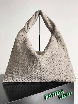 Bottega Veneta BV 763970 Large Hop Fondant Bag Gray Suede Leather - Default Title - View 1