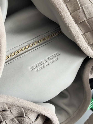 Bottega Veneta BV 763970 Large Hop Fondant Bag Gray Suede Leather - Default Title - View 7