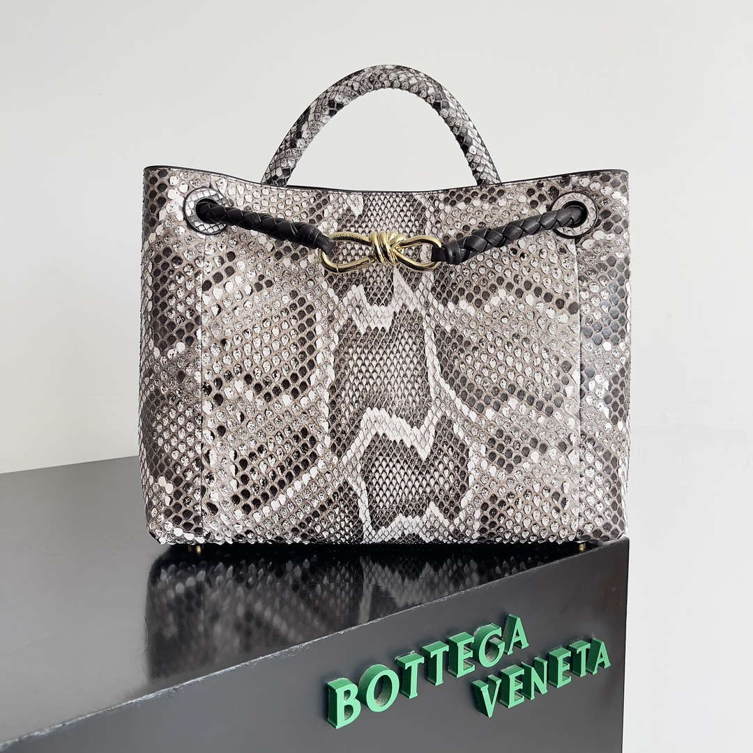 Bottega Veneta BV 743572 Medium Andiamo Snakeskin Handbag BV9069 - Default Title - View 1