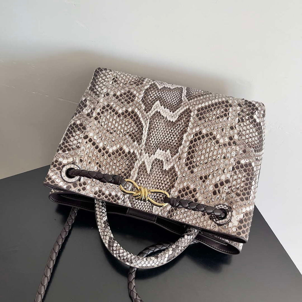 Bottega Veneta BV 743572 Medium Andiamo Snakeskin Handbag BV9069