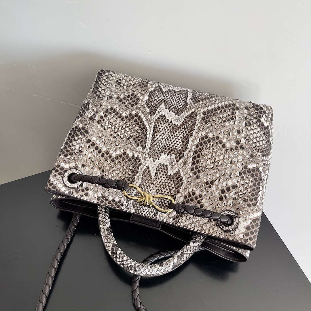 Bottega Veneta BV 743572 Medium Andiamo Snakeskin Handbag BV9069